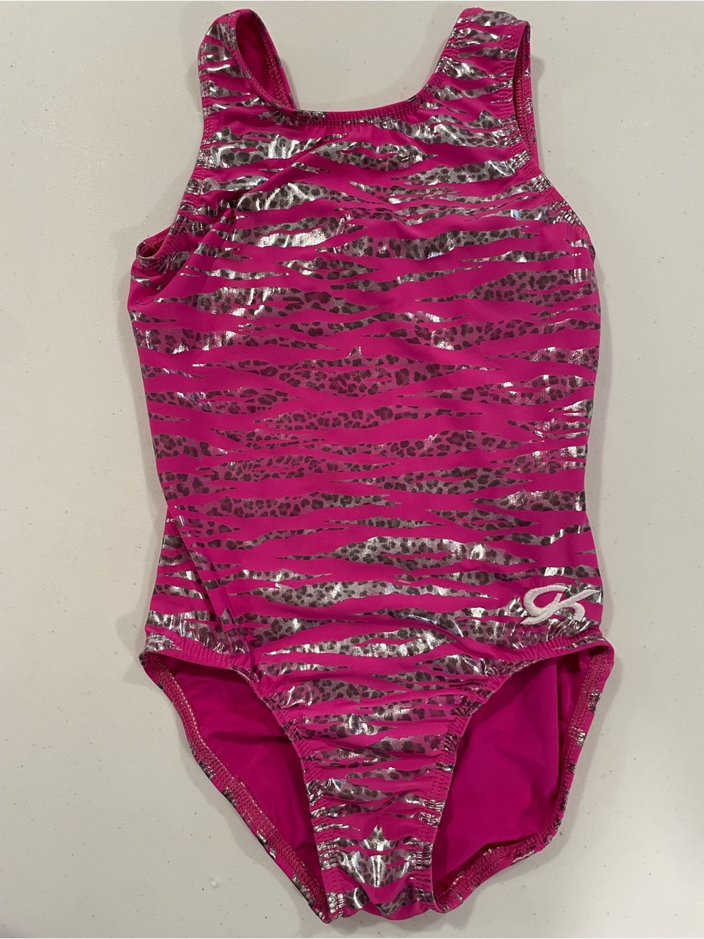 GK CM metallic silver print leotard